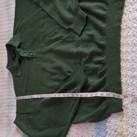 Jhane Barnes Large Green Wool Blend Long Sleeve Polo Shirt - Picture 5 of 11